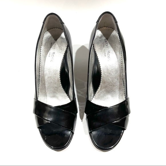 Taryn Rose Black Patent Open Toe Block Heels 36.5 - Picture 4 of 13